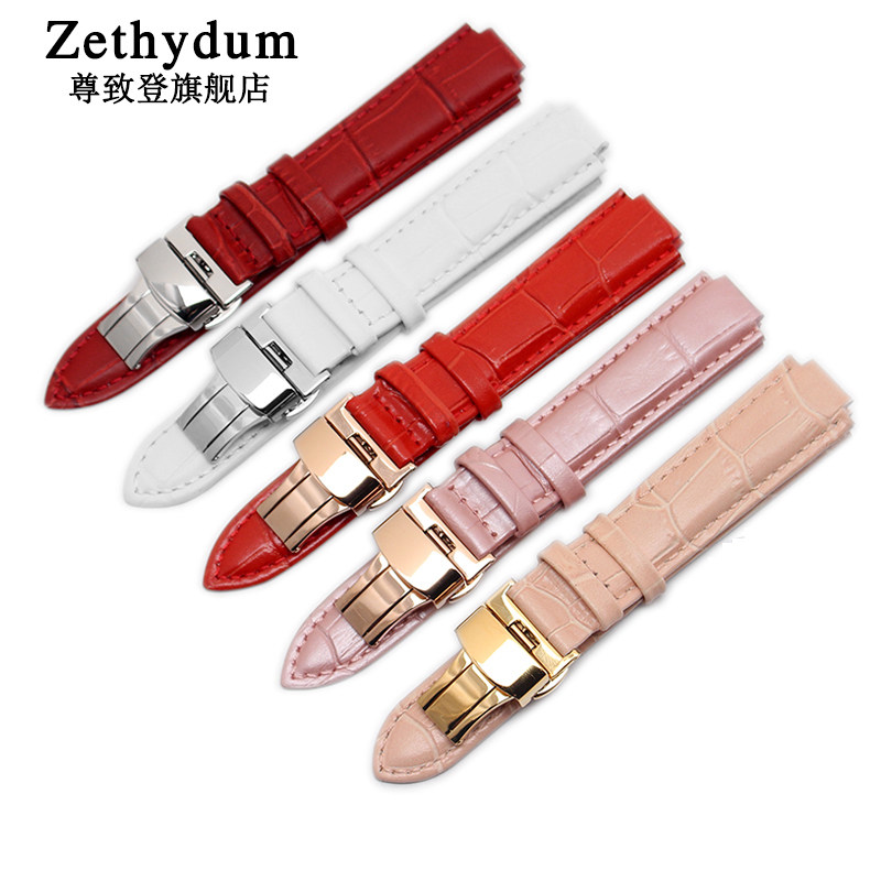 鳄纹真皮手表带适配卡西欧飞亚达女 zethydum尊致登配件