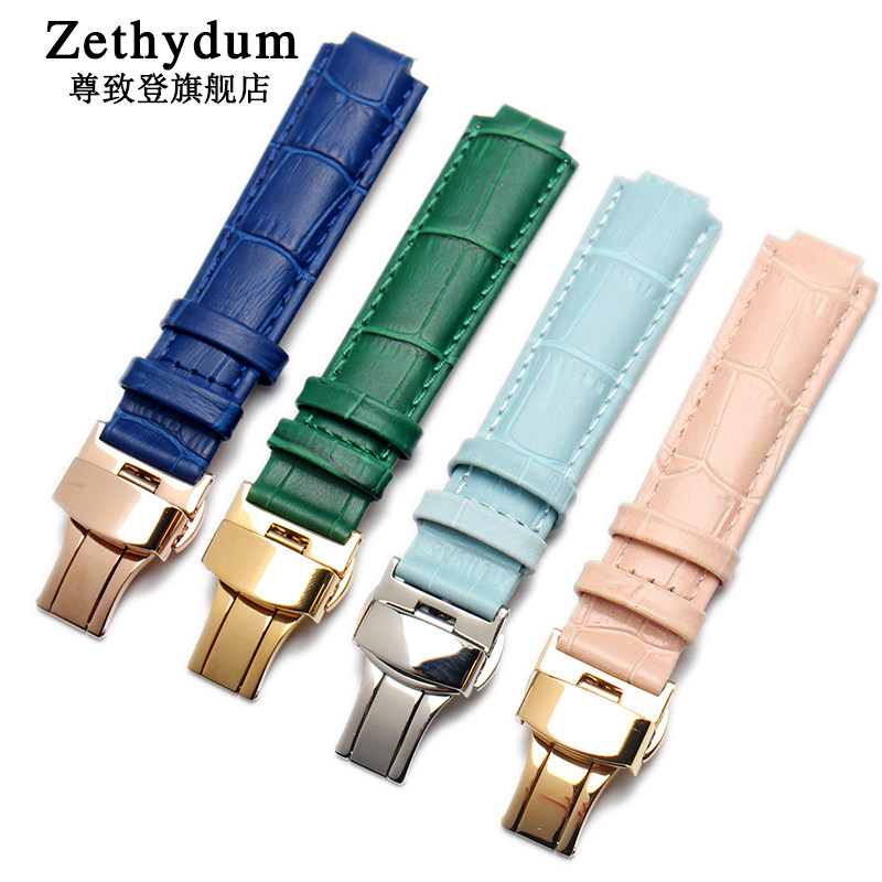 鳄纹真皮手表带适配卡西欧飞亚达女 zethydum尊致登配件