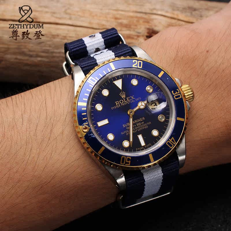 尼龙帆布欧米茄劳力士精工手表带 zethydum尊致登配件