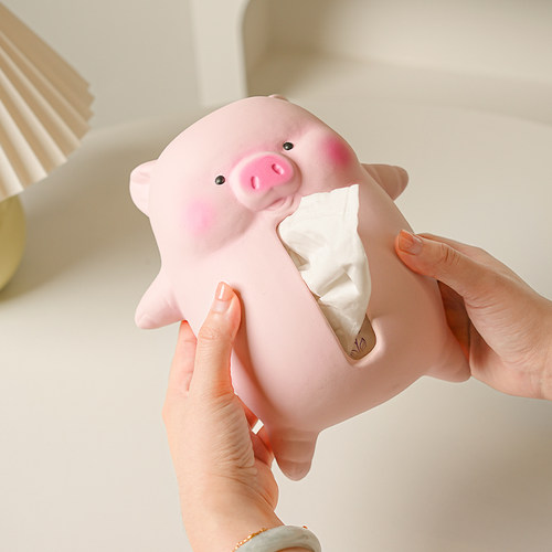 躺平猪猪纸巾盒客厅纸抽盒陶瓷抽纸盒家用茶几摆件餐巾纸盒装饰品 - 图0