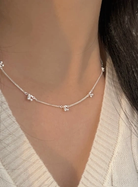 S925纯银小樱桃项链女ins森系小清新锁骨链