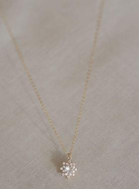 金色雪花花朵 14K包金项链简约森系优雅日式精细珠宝