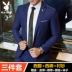 Playboy Kẻ sọc Suit Suit Nam Bộ đồ nhỏ ba mảnh Hàn Quốc Slim Groom Wedding Dress - Suit phù hợp Suit phù hợp