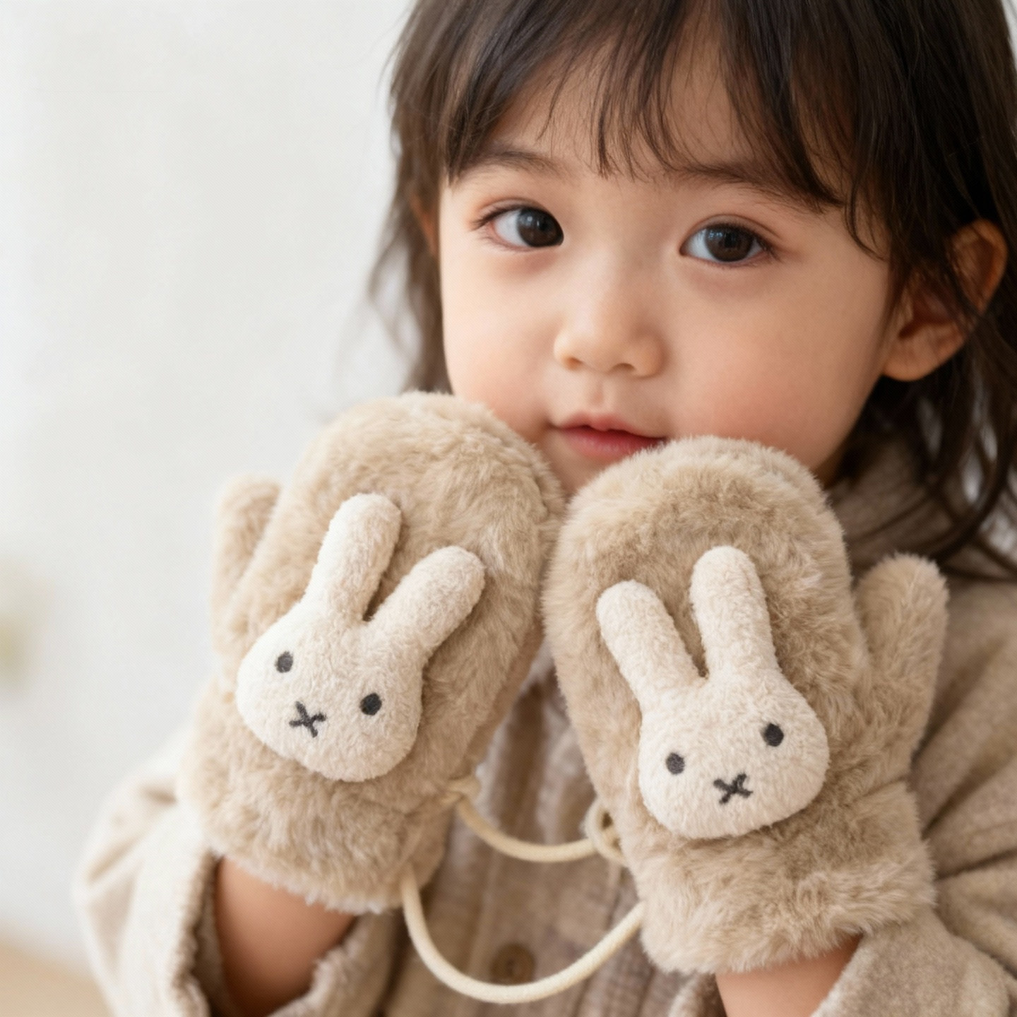 儿童手套冬季可爱兔子保暖宝宝手套连指挂脖加厚防寒男童女童手套,淘宝优惠券,粉丝福利购,淘宝优惠卷