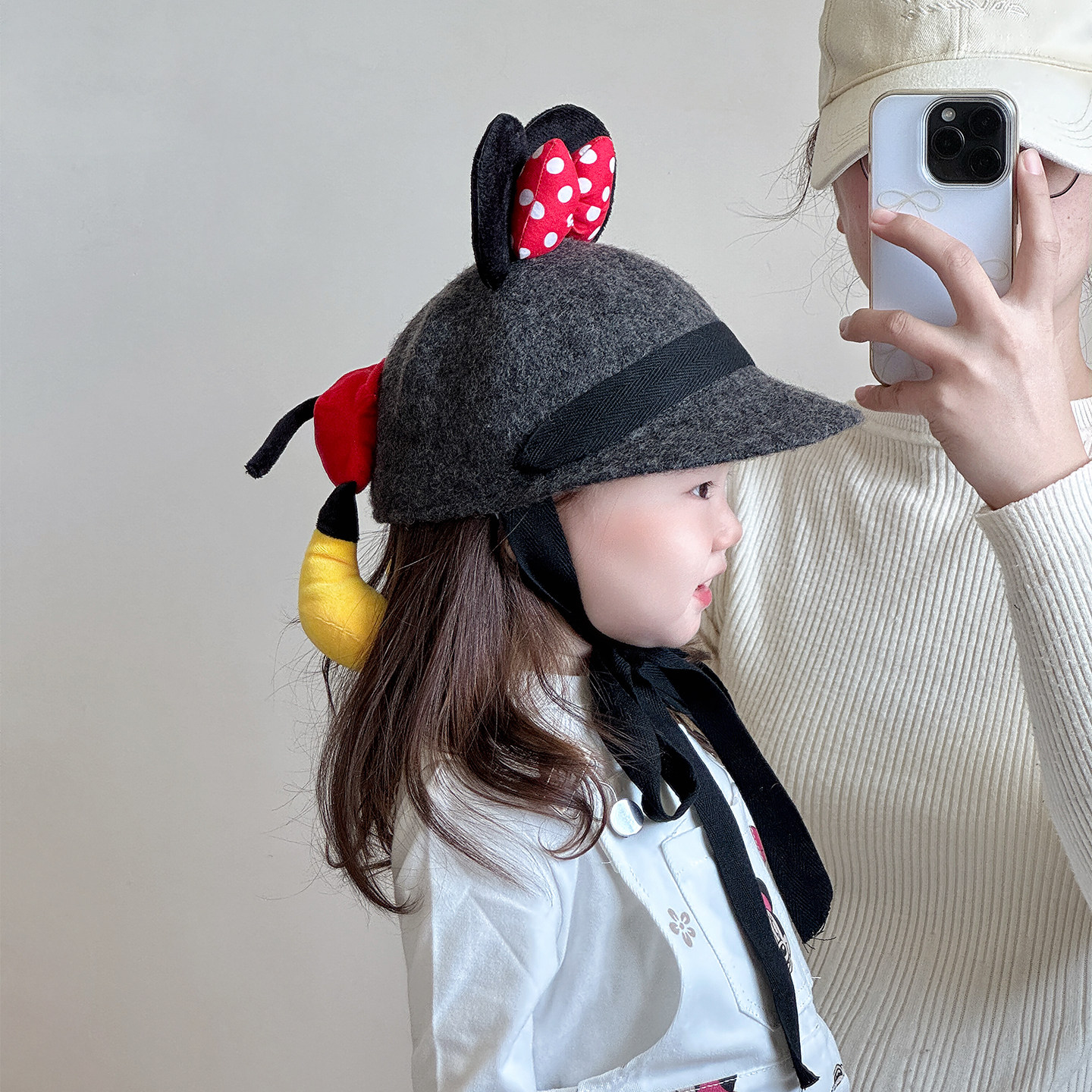 儿童帽子秋冬季可爱米妮蝴蝶结女宝宝鸭舌帽婴儿保暖女童毛呢礼帽,淘宝优惠券,粉丝福利购,淘宝优惠卷