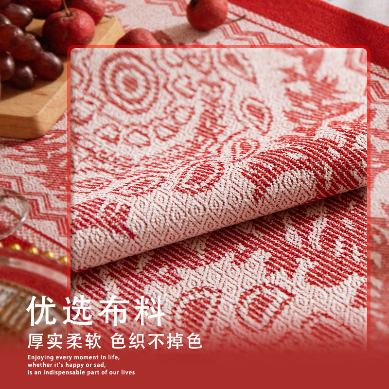 红色美式桌旗复古轻奢高级感高端餐桌长条盖布茶几电视柜布置装饰,淘宝优惠券,粉丝福利购,淘宝优惠卷