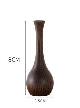 妙居复古插花实木花瓶黑胡桃餐桌装饰 器