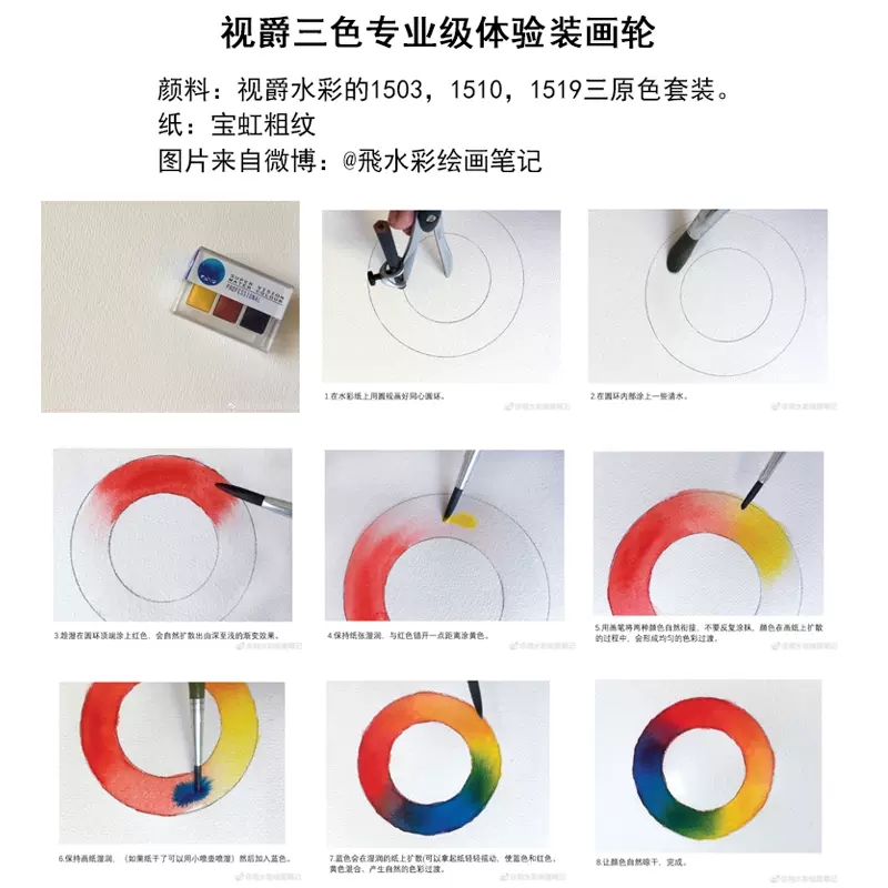 视爵三原色固体水彩颜料学院级专家级SuperVision官方3色水彩套装 - 图2