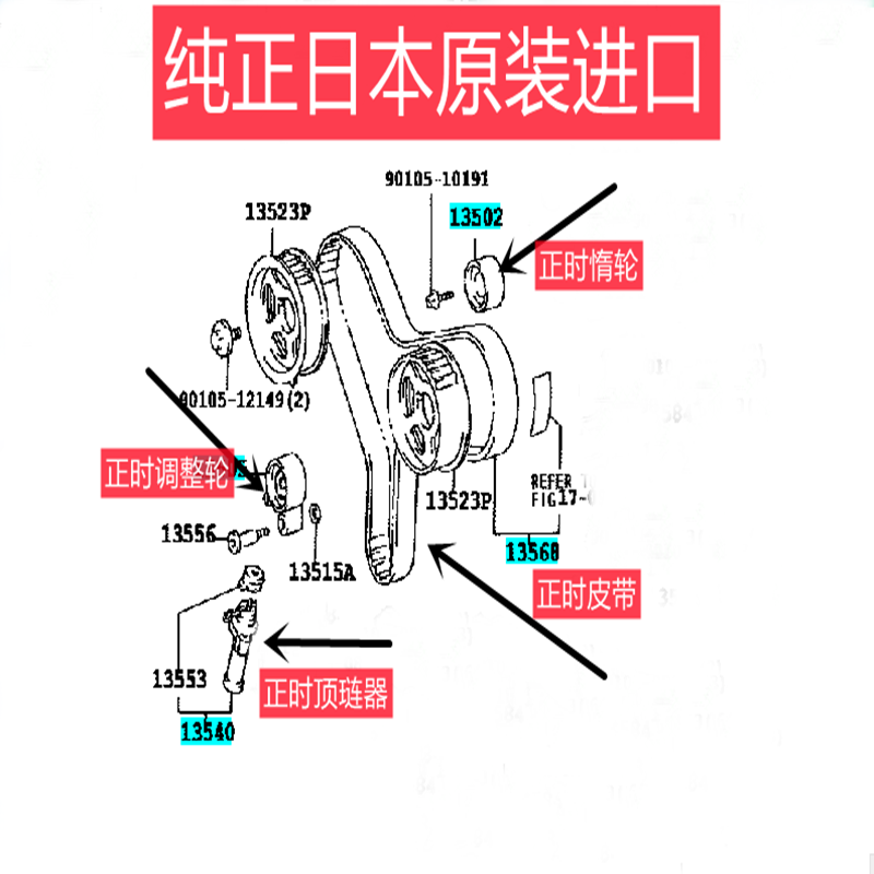 适用雷克萨斯LS430 SC430 GS430GX470正时皮带涨紧轮过渡惰轮链顶 - 图3