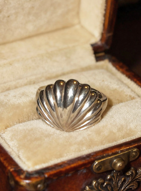 伊甸之息 贝壳韩系黄打屁复古甜闪小众百搭时髦开口质感925银戒指