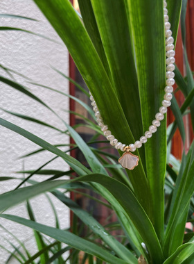 黄打屁925银镀金珍珠40cm项链