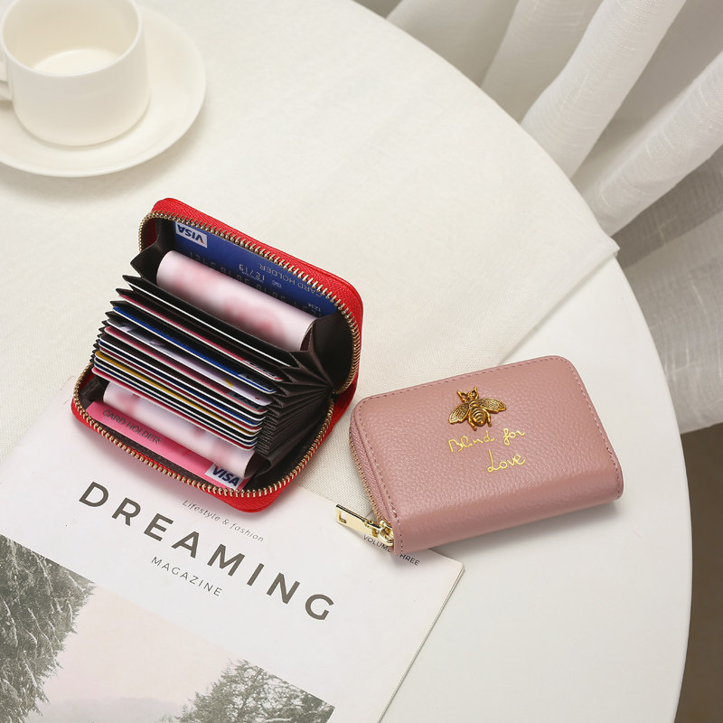 真皮蜜蜂女式精致高档小巧超薄卡包 sulin素琳卡包