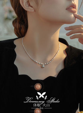 碎银子珍珠吊坠项链女