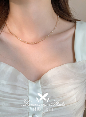 「减龄法则」水晶串珠香槟色项链