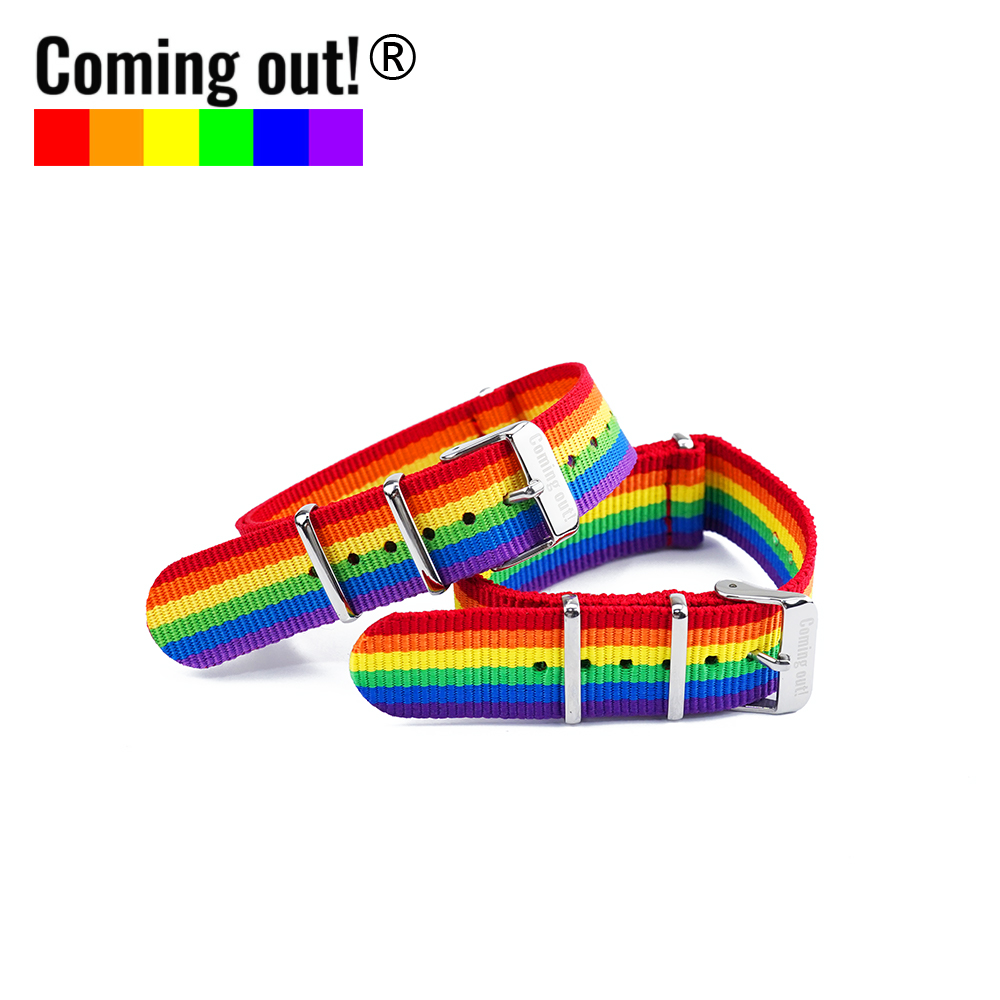 Coming out!原创设计钛钢表带不锈钢彩虹品牌伴侣情侣饰品 - 图0