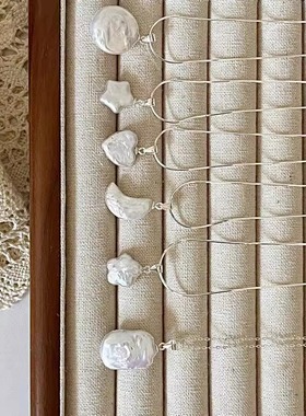 纯银天然异形淡水珍珠项链女