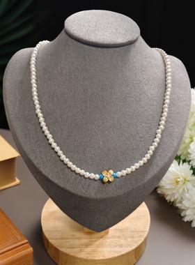 高品贝珠四叶草项链珍珠项链女款2025新款轻奢小众锁骨链