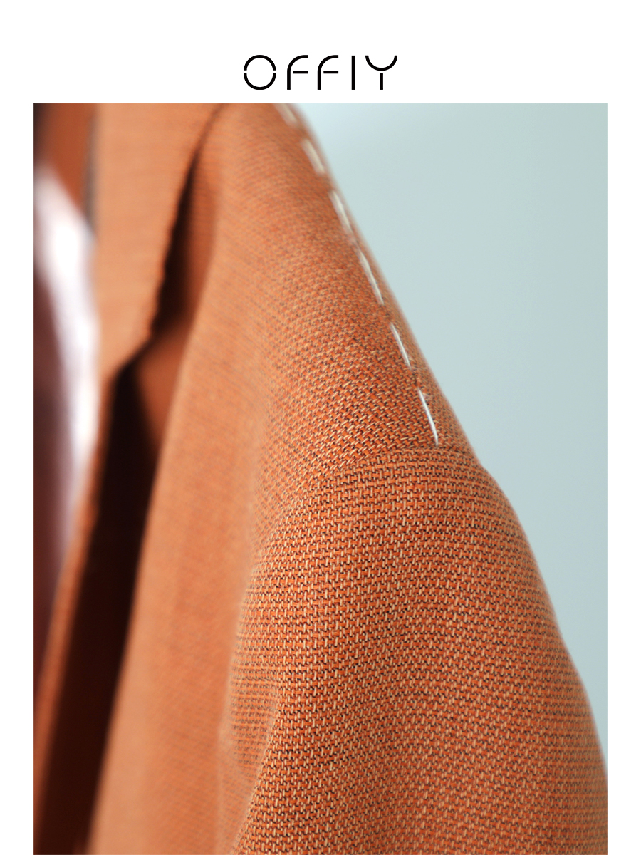 OFFIY高级羊毛系列 高级修身职业正式卡其色驼色西装外套女 - 图1