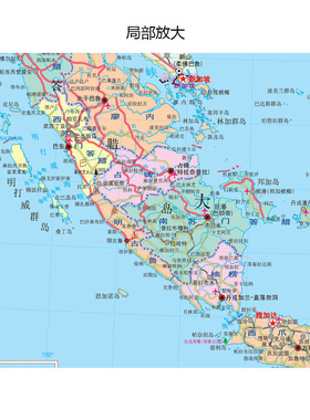 印度尼西亚地图中文版 留学旅游行社会议街道书房贴图装饰画芯