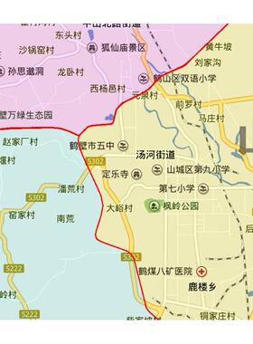 新款鹤壁市地图定制省市县区书房办公室装饰画行政街道图