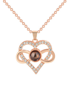 速卖通爆款 无限爱意100种语言吊坠项链女欧美心形锁骨链跨境直供