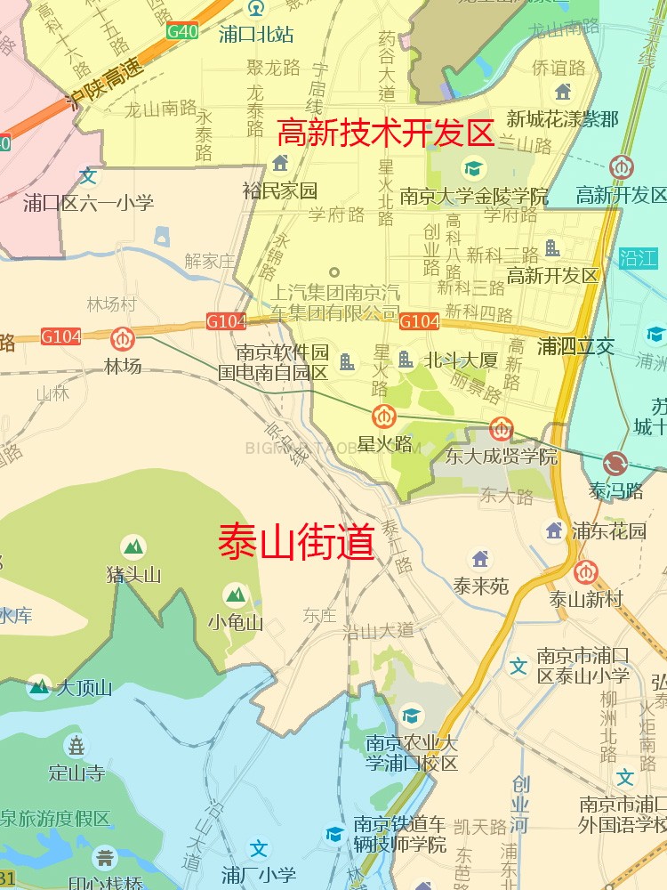 南京市浦口区行政区划地图 2022路线定制城市交通区域划分贴图 - 图2