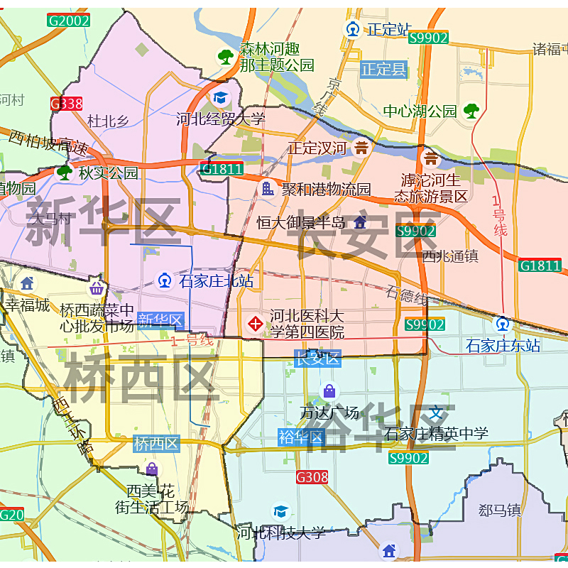 石家庄市地图贴图河北省新高清覆膜街道行政区域交通颜色划-图2