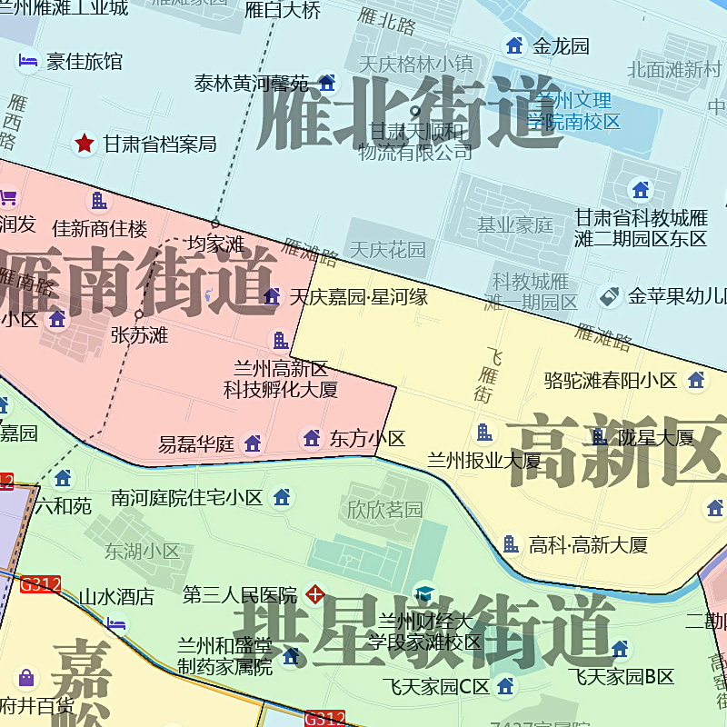 城关区地图1.1米甘肃省兰州市贴图交通行政区域颜色划分街道新 - 图2