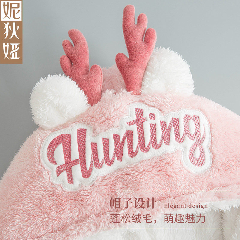 情侣冬珊瑚绒长袖卡通加厚连体睡衣 妮狄娅汕头睡衣/家居服套装