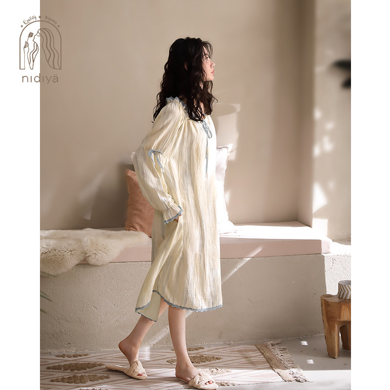 妮狄娅2022睡裙春秋季纯棉中长裙 妮狄娅汕头睡裙