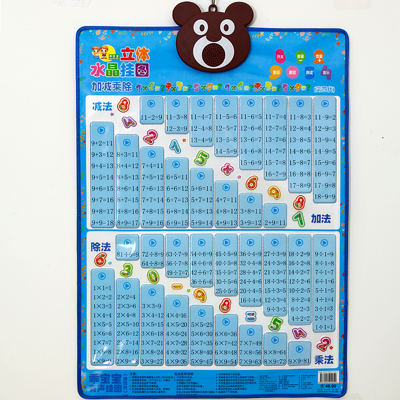幼儿童99九九一二年级数学乘法口诀表有声挂图加减法教具背诵神器 - 图3