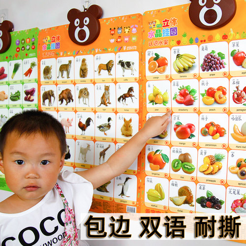 宝宝启蒙早教认知婴幼儿早教有声挂图益智玩具学说话看图识字动物 - 图1