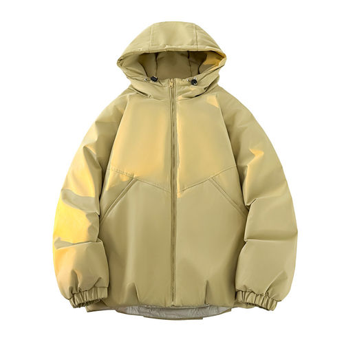 拉夏贝尔高端连帽羽绒服男士新款冬季宽松拼接大口袋外套厚款上衣 - 图2