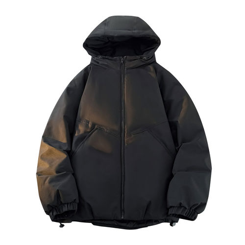 拉夏贝尔高端连帽羽绒服男士新款冬季宽松拼接大口袋外套厚款上衣 - 图0