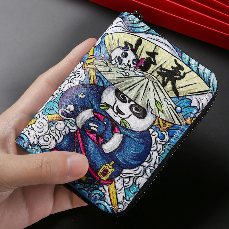 国潮熊猫卡通卡包男多卡位证件钱包 梦露风尚卡包