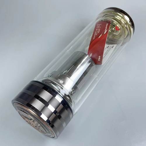 6022双层玻璃泡茶水杯子商务加厚水晶男士车载高档定制盖子可旋转 - 图1