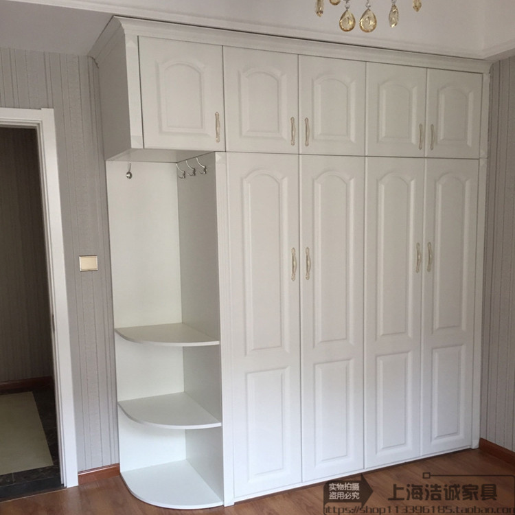 上海定制整体模压门衣柜欧式衣橱收纳柜嵌入式开门大衣柜全屋定制