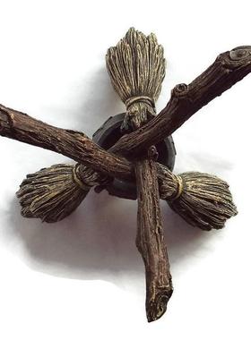 水晶球摆件展示架树脂扫帚塔罗桌面装饰支架水晶球底座球座