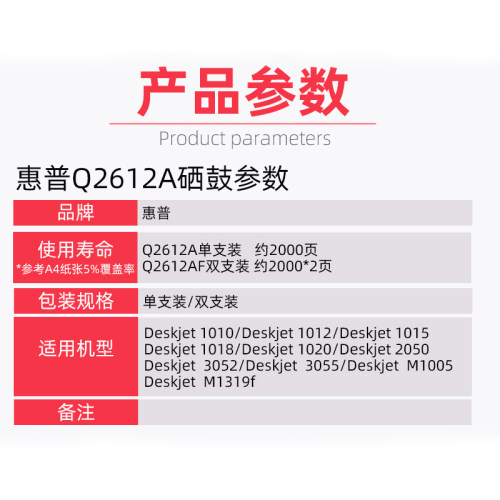 原装HP惠普Q2612a硒鼓M1005 1020plus 1018佳能2900墨粉盒L11121e - 图1