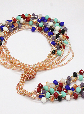 原搭水晶串珠日韩百外套长毛衣链