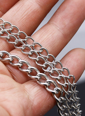 钛钢古巴链项链男女复古个性侧身粗链条锁骨链水波链无吊坠毛衣链