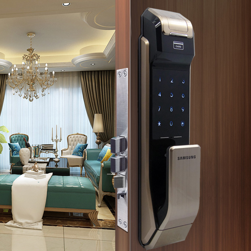 BOSCH博世指纹锁品牌店三星指纹锁P718智能门锁密码锁家用防盗门锁电子锁磁卡锁原装正品1