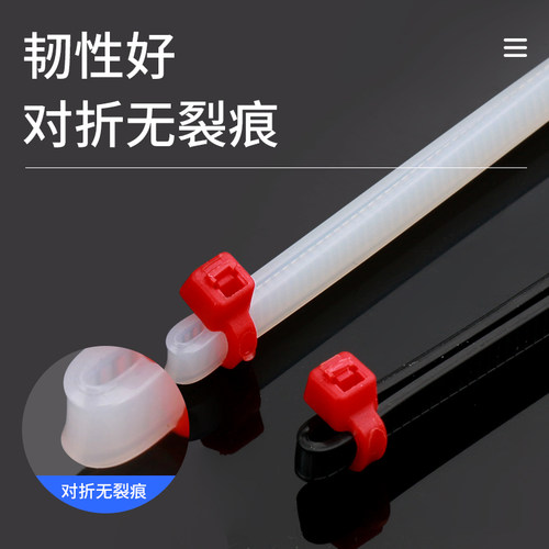 长虹塑料自锁式尼龙扎带卡扣固定捆扎强力理线带4X200mm 黑白色 - 图2