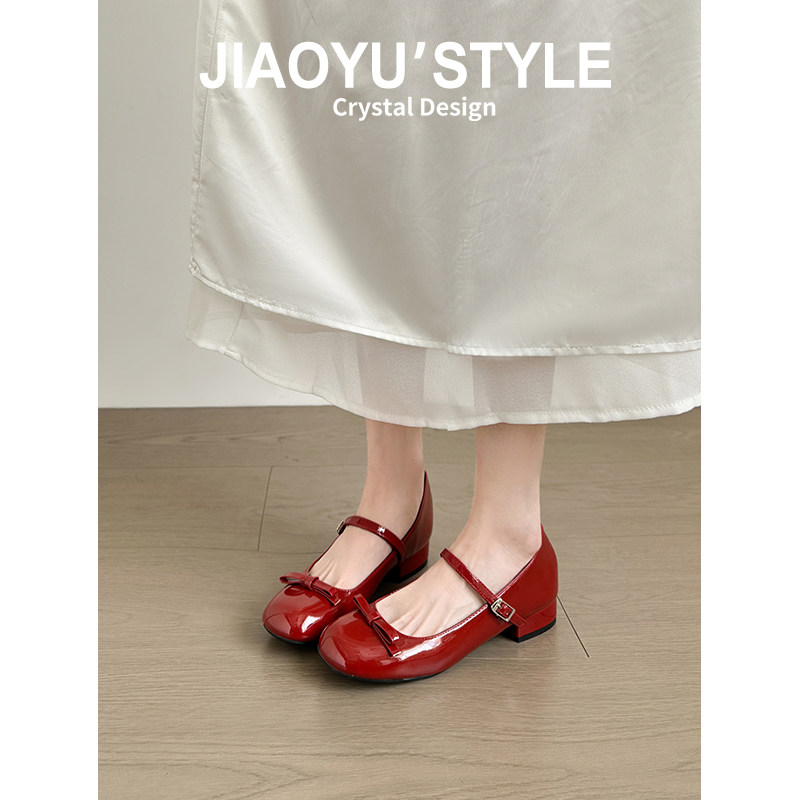 真皮~骄屿法式蝴蝶结玛丽珍鞋女2026新款学院风jk小皮鞋通勤单鞋,淘宝优惠券,粉丝福利购,淘宝优惠卷