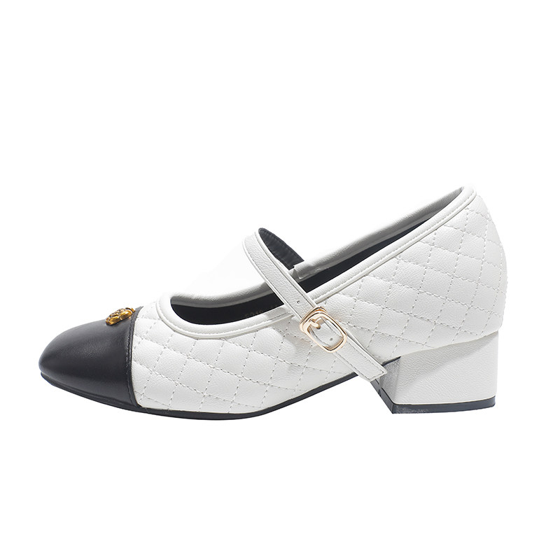 真皮~骄屿法式粗跟玛丽珍高跟鞋女2026春新款山茶花拼接浅口单鞋,淘宝优惠券,粉丝福利购,淘宝优惠卷