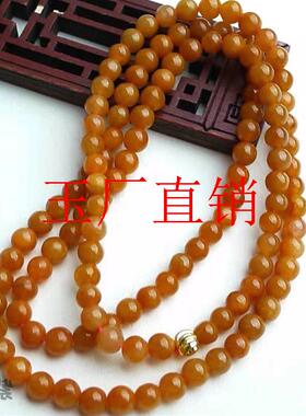缅甸翡翠色圆珠108颗多圈手链男女款红翡飘花项链冰糯种手饰精品