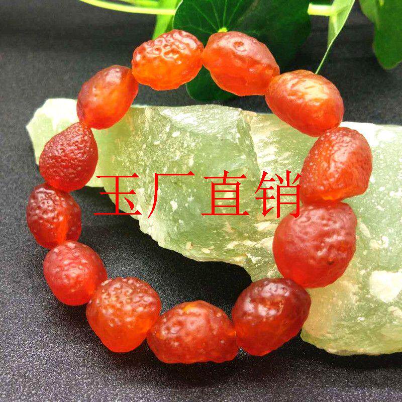 原石阿拉善戈壁葡萄干糖心玛瑙彩色单圈手串女款礼物饰品随形手链
