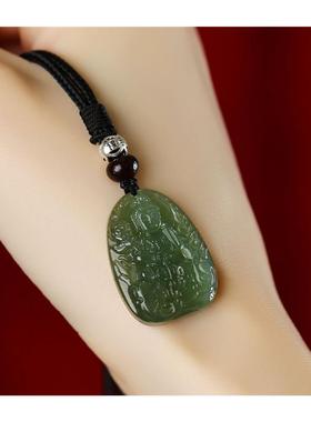 和田玉青玉本命佛十二生肖吊坠男女玉佛属龙普贤文殊观音菩萨玉坠