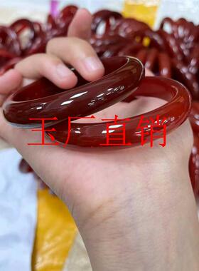 精选冰种红玛瑙玉髓玉镯本命年细条新中式招财好运送女友妈妈送礼