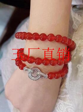 高品质冰种红玛瑙圆珠项链饰品新中式毛衣链玉髓原创女款精选送礼